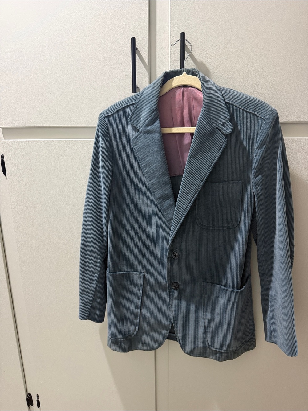 Sears Vintage Blue Corduroy Blazer with Pink Lining